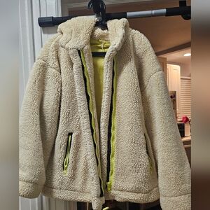 Free People Gaby Cozy Sherpa Jacket with Neon Accents